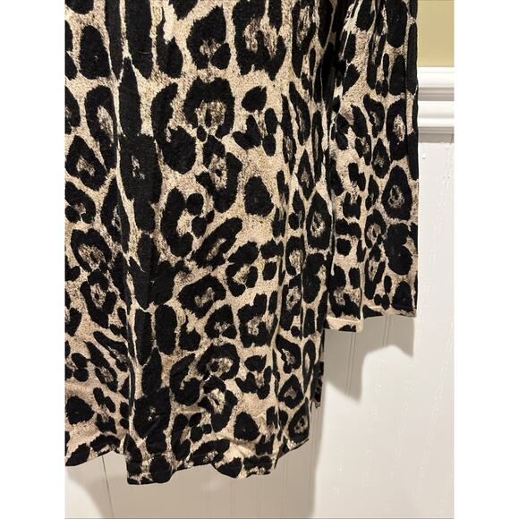 inc international concepts Women’s Long Top Plunge V Neck Leopard Beaded LS M - Picture 5 of 9